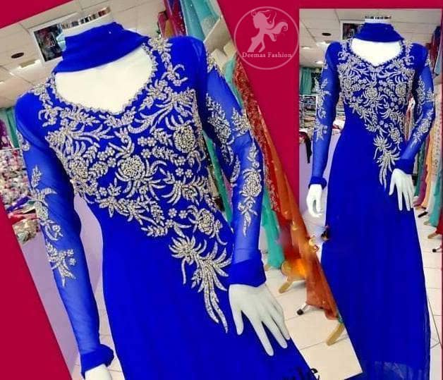light blue colour long frock